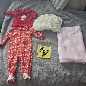 Red Holiday Heart Baby One-Piece Sleeper